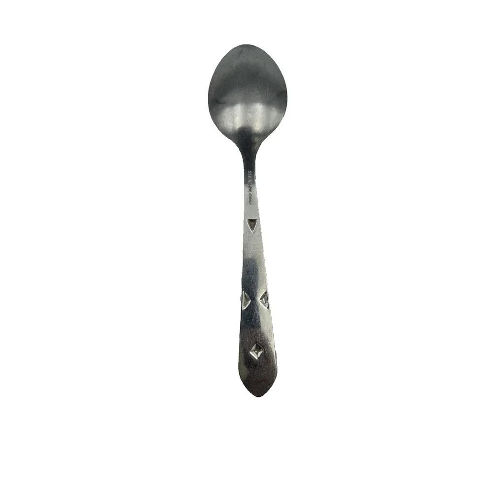 Oneida Stainless Japan‎ Tablespoon – Atomic Starburst Chevron Pattern Retro MCM